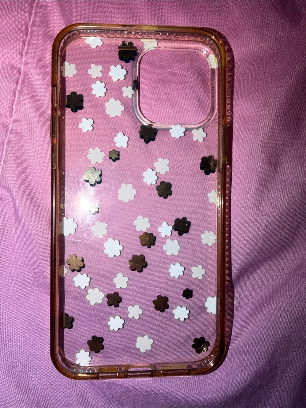Pink Clear Floral Phone Case - Compatible Cell Phone Accessory (iPhone15promax)